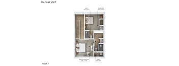 A diagram of a floor plan for a C8L 1240 SQFT apartment.