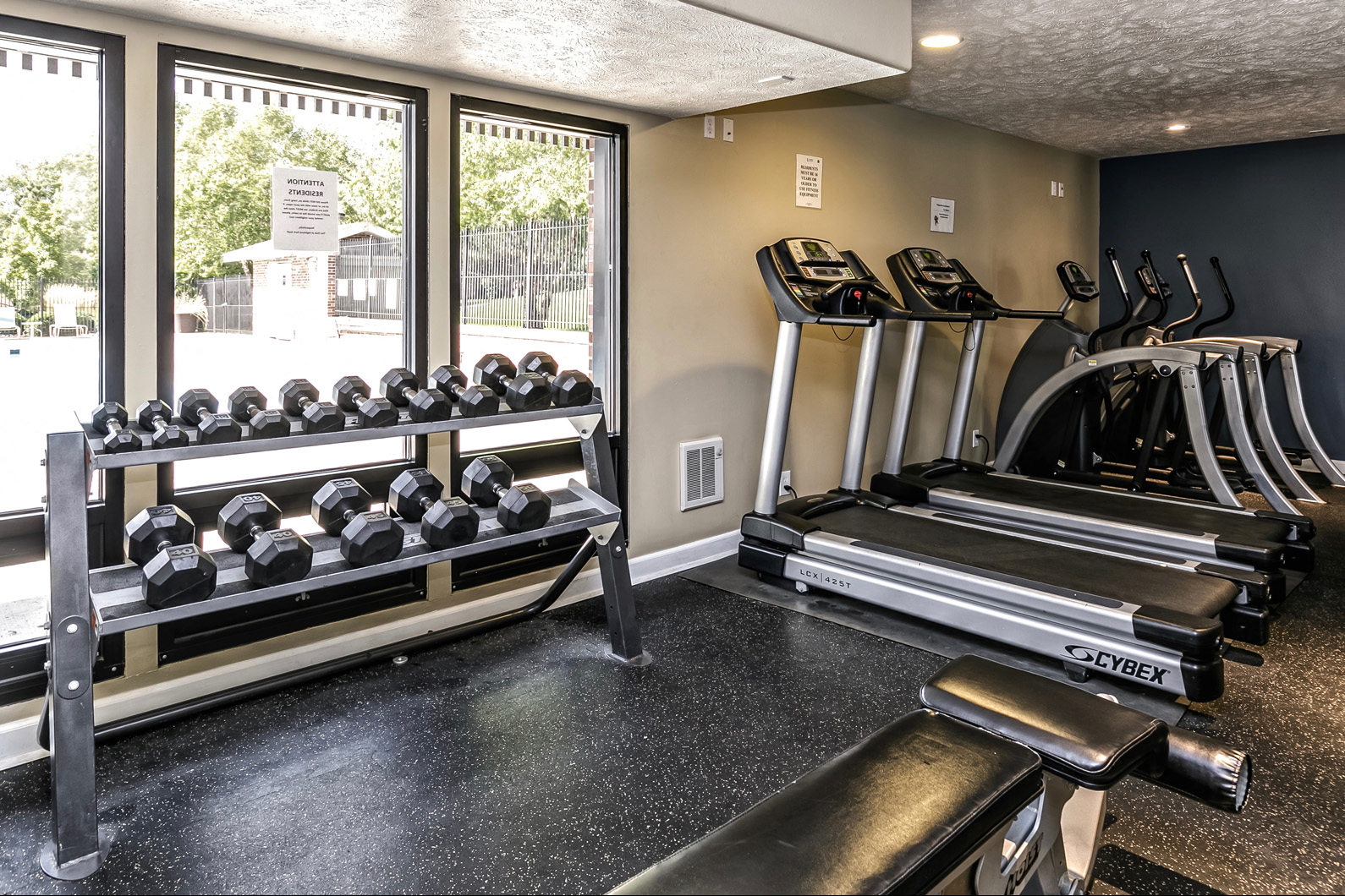 Fitness center at Club at Highland Park Apartments, Omaha, NE