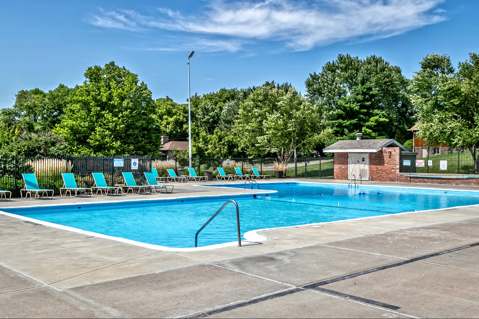 Olympic sized swimming pool at Club at Highland Park Apartments, Omaha, NE