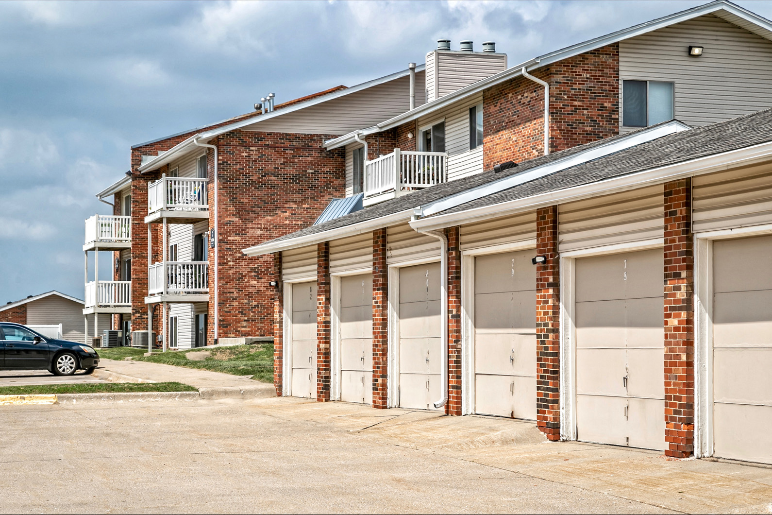 Detached garages at Club at Highland Park Apartments, Omaha, NE