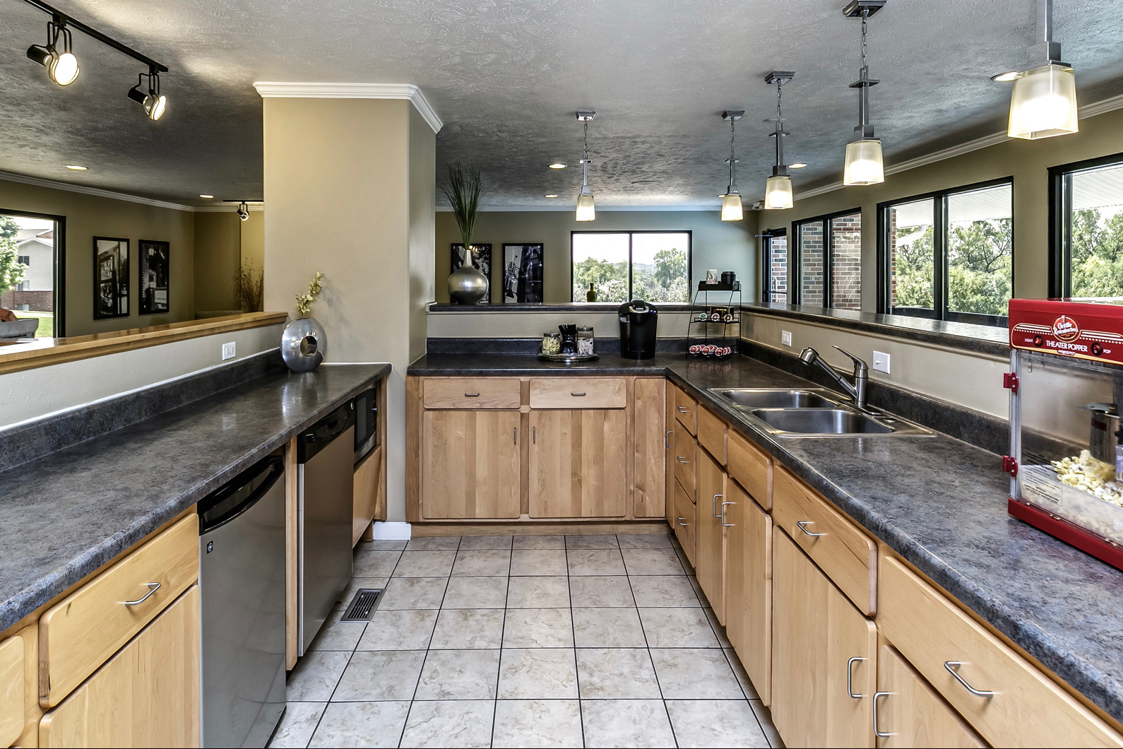 Fully equipped kitchen in the clubhouse at Club at Highland Park Apartments, Omaha, NE