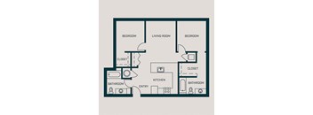 a floor plan of a bedroom floor plan with an open bathroom and closet