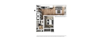 A series of images showing different views of a modern, minimalist apartment.
