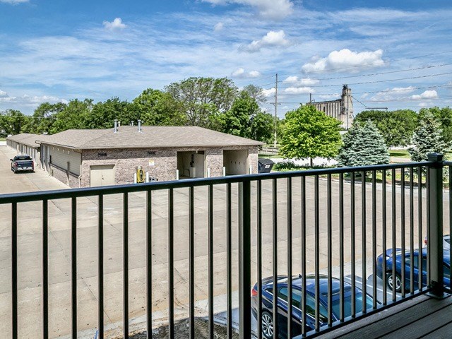 Large patios/balconies at Deerfield Clubhouse in Fremont, NE