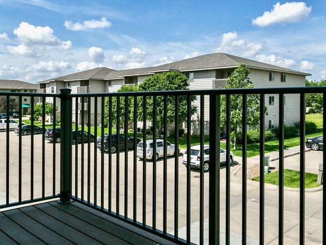 Large patio/balconies at Deerfield Clubhouse in Fremont, NE