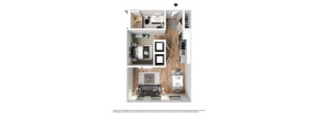 A series of images showing different views of a modern apartment.