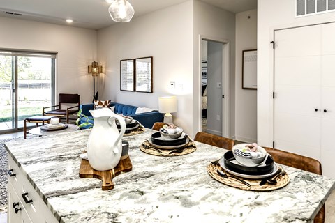 Large stylish kitchens with stainless steel appliances at Edge 204 Apartments in Omaha, NE