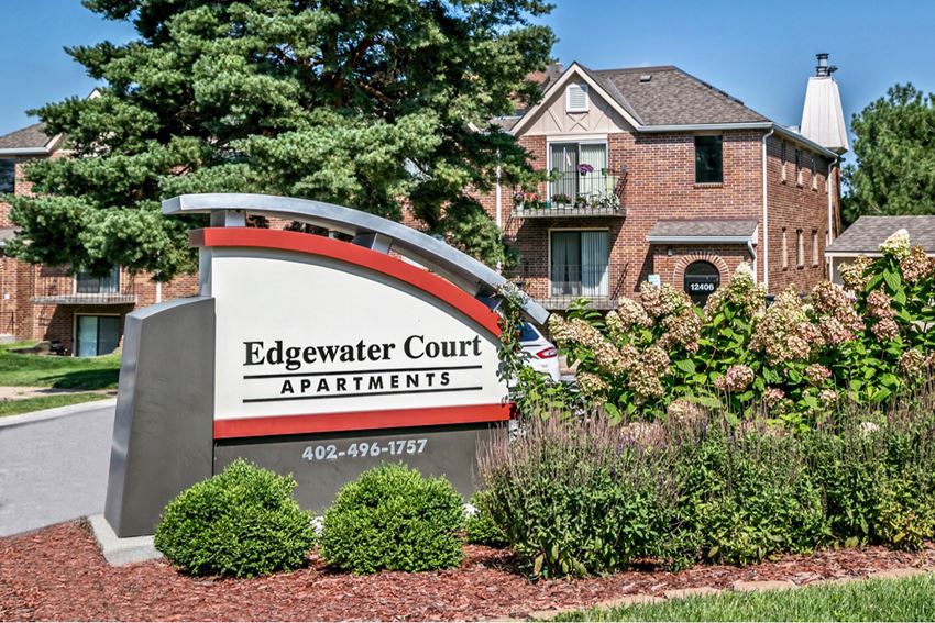Property signage at Edgewater Court Apartments, Omaha, NE - Photo Gallery 1