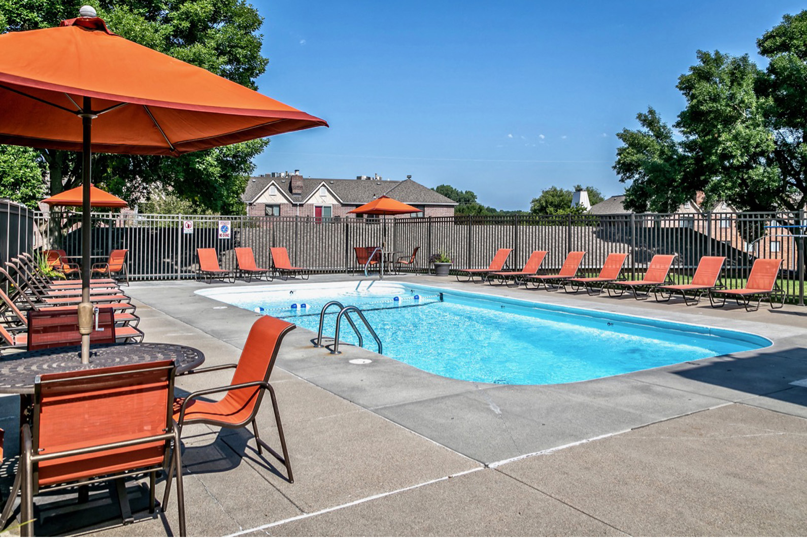 Sparkling pool at Edgewater Court Apartments, Omaha, NE