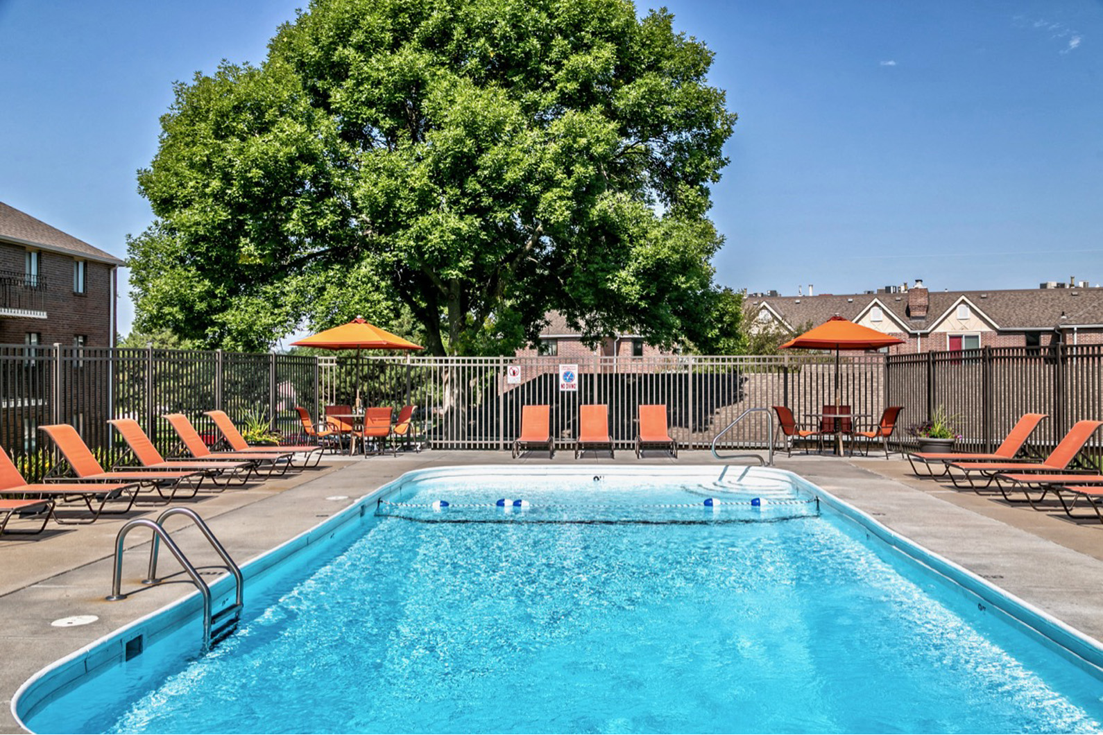 Sparkling pool at Edgewater Court Apartments, Omaha, NE