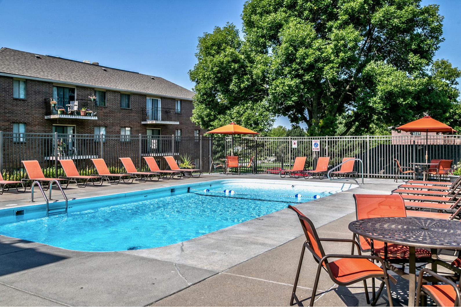 Sparkling pool at Edgewater Court Apartments, Omaha, NE