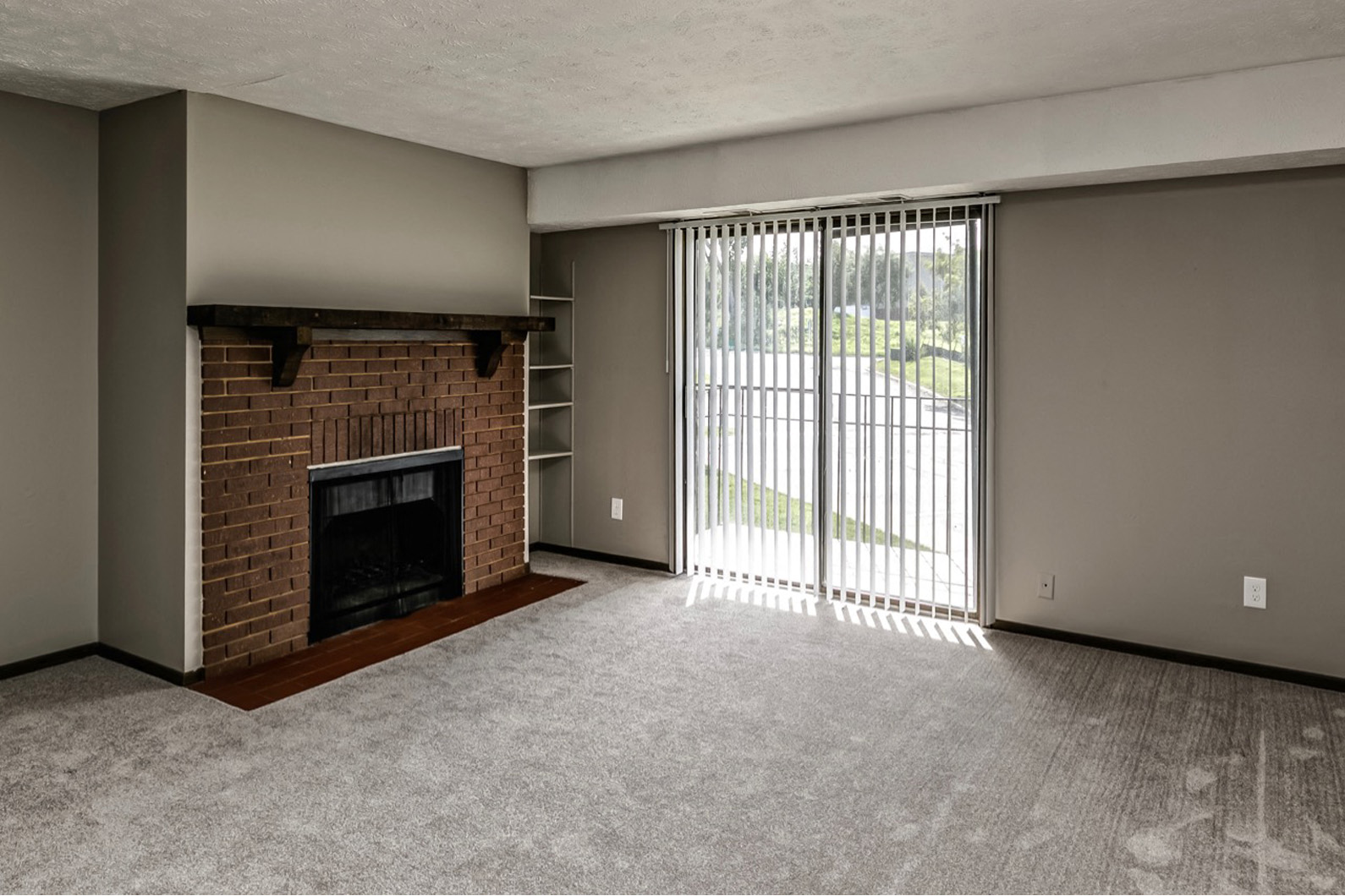 Wood burning fireplace at Edgewater Court Apartments, Omaha, NE