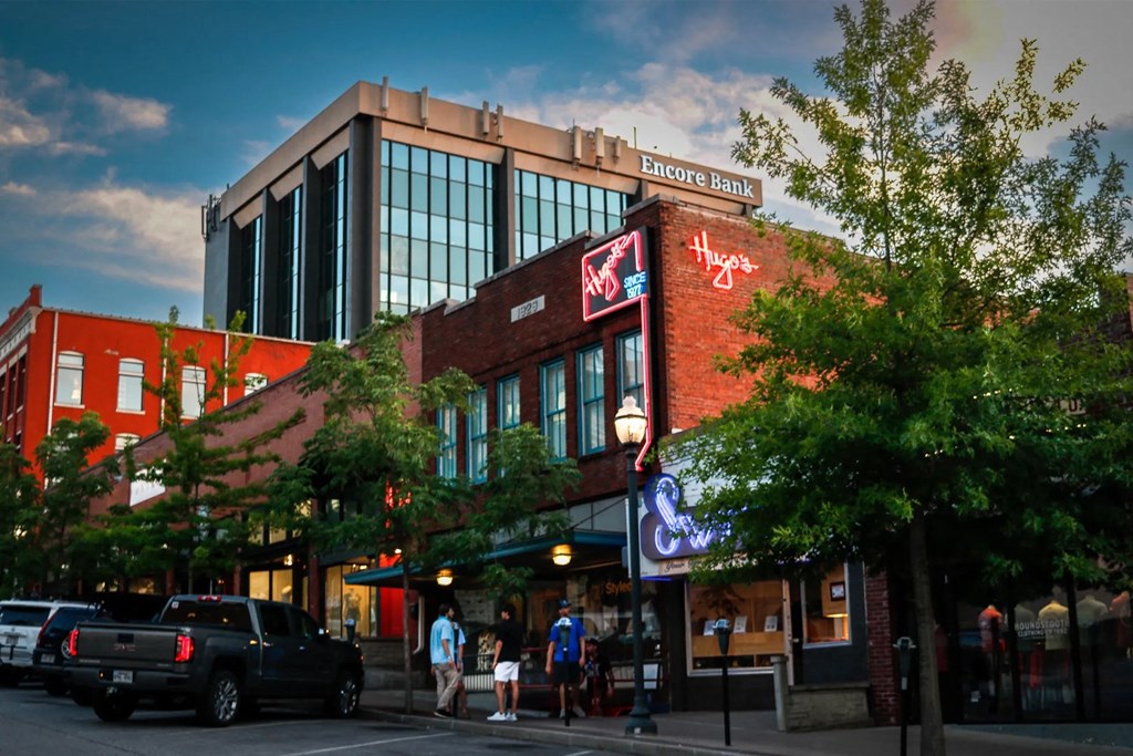a view of a building on a city street
