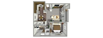 750 SF One-Bed, One-Bath Floor Plan at Somerset Apartments in Omaha, NE