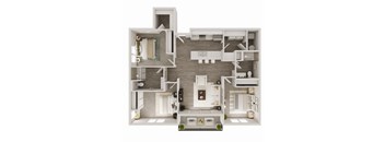 1291 SF Three Bedroom Willow Floor Plan at 148 Place in Omaha, NE