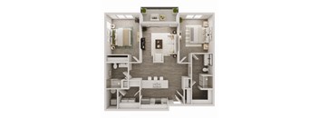 1127 SF Two Bedroom Maple floor plan  at 148 Place in Omaha, NE
