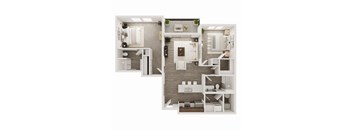 1057 SF Two Bedroom Oak floor plan  at 148 Place in Omaha, NE