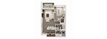 790 SF One Bedroom Pine floor plan  at 148 Place in Omaha, NE