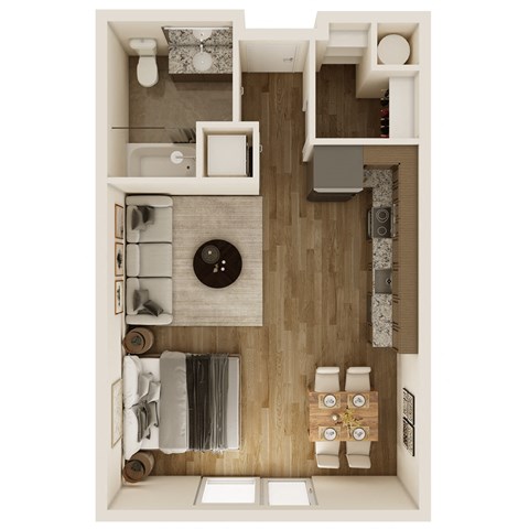 a floor plan of a 1 bedroom apartment