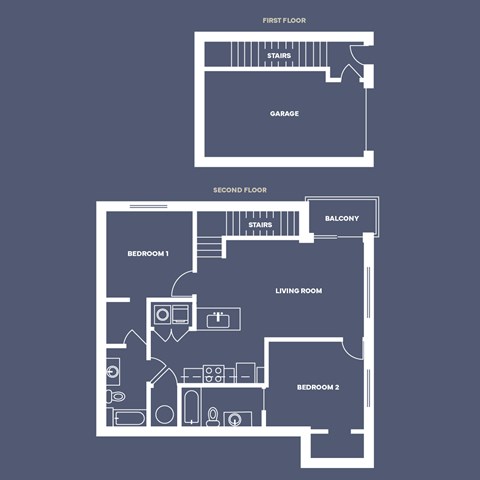 Two Bed - Two Bath 1,043 SF Floor Plan at The Arno in Omaha , NE