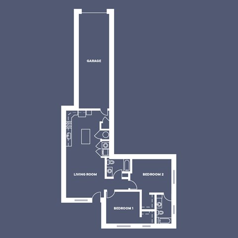 Two Bed - Two Bath 1,041 SF Floor Plan at The Arno in Omaha, NE