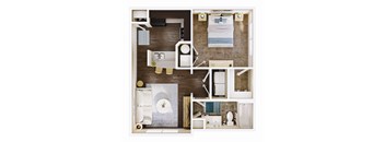 601 SF One-Bed One-Bath Floor Plan at Aventine at Wilderness Hills in Lincoln, NE