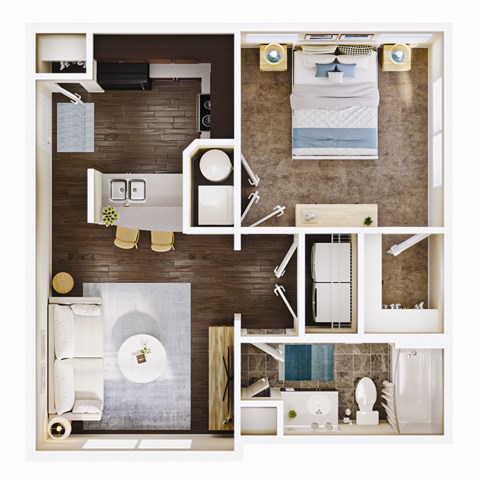 601 SF One-Bed One-Bath Floor Plan at Aventine at Wilderness Hills in Lincoln, NE