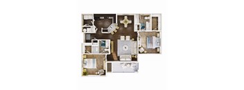 1,116 SF Two-Bed, Two-Bath Floor Plan at Aventine at Wilderness Hills in Lincoln, NE