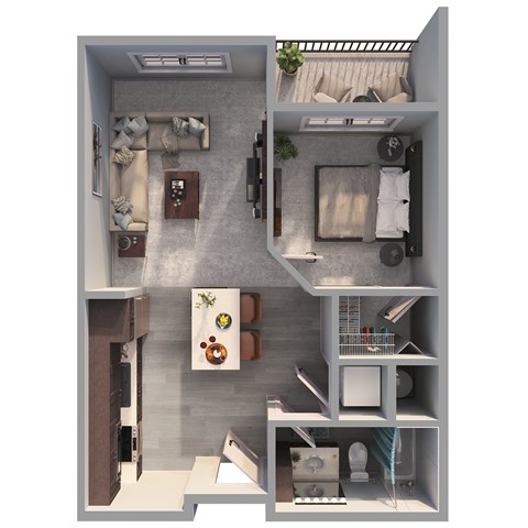 603 SF 1 Bedroom Floor Plan at Belle Point Apartments in Bellevue, NE