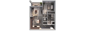 687 SF 1 Bedroom Floor Plan at Belle Point Apartments in Bellevue, NE