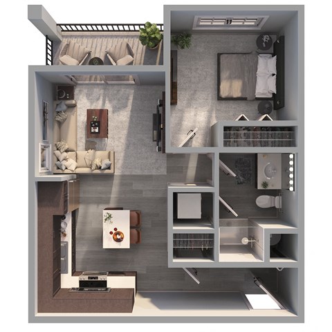 687 SF 1 Bedroom Floor Plan at Belle Point Apartments in Bellevue, NE