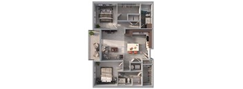 907 SF 2Bedroom Floor Plan at Belle Point Apartments in Bellevue, NE