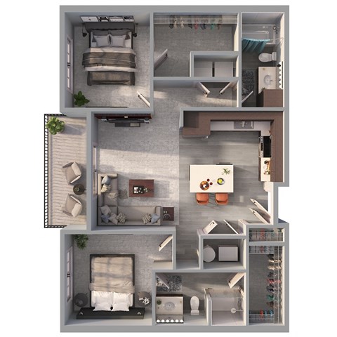 907 SF 2Bedroom Floor Plan at Belle Point Apartments in Bellevue, NE