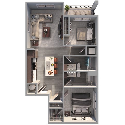 951 SF 2 Bedroom Floor Plan at Belle Point Apartments in Bellevue, NE