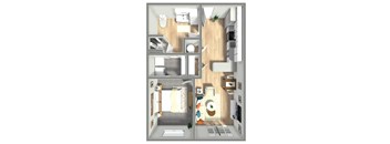 641 SF One Bed One Bath Floor Plan at Boho Flats in Omaha, NE