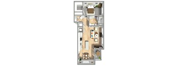480 One Bed One Bath Floor Plan at Boho Flats in Omaha, NE