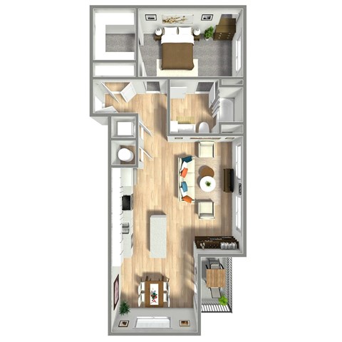 480 One Bed One Bath Floor Plan at Boho Flats in Omaha, NE