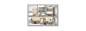 504 SF Studio Floor Plan at Boho Flats in Omaha, NE