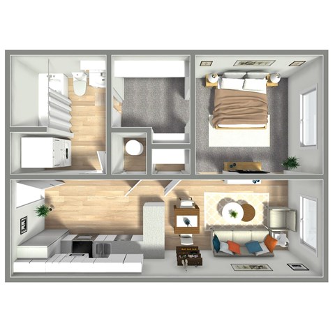 504 SF Studio Floor Plan at Boho Flats in Omaha, NE