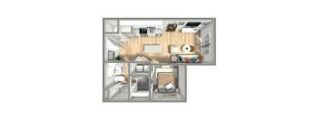 496 SF Studio Floor Plan at Boho Flats in Omaha, NE
