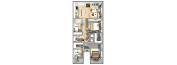 919 SF Two Bed Two Bath Floor Plan at Boho Flats in Omaha, NE