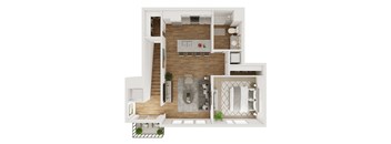 731 SF One Bedroom Floor Plan at The Boulevard Apartments in Joplin, MO