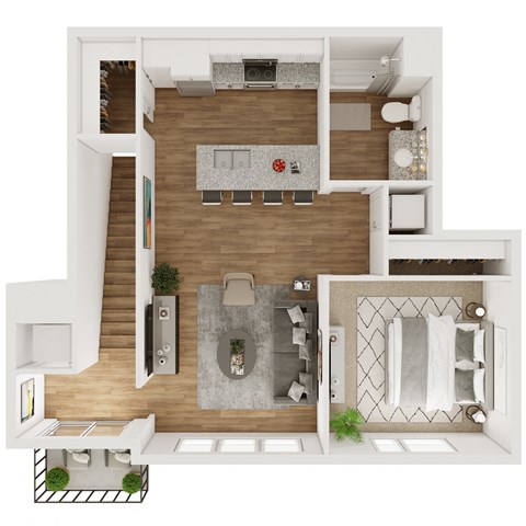 731 SF One Bedroom Floor Plan at The Boulevard Apartments in Joplin, MO
