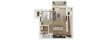 732 SF One Bedroom Floor Plan at The Boulevard Apartments in Joplin, MO
