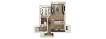 729 SF One Bedroom Floor Plan at The Boulevard Apartments in Joplin, MO