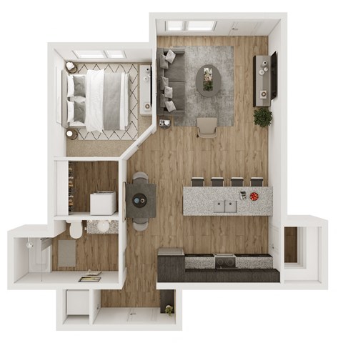 729 SF One Bedroom Floor Plan at The Boulevard Apartments in Joplin, MO