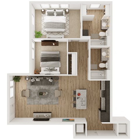 997 SF Two Bedroom Floor Plan at The Boulevard Apartments in Joplin, MO