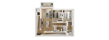 868 SF Two Bedroom Floor Plan at The Boulevard Apartments in Joplin, MO