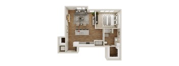 884 SF Two Bedroom Floor Plan at The Boulevard Apartments in Joplin, MO