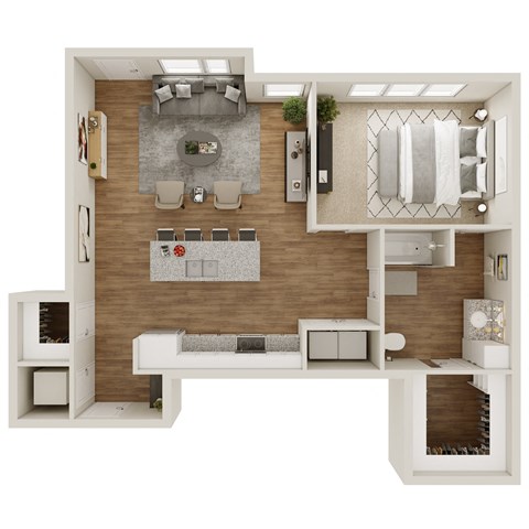 884 SF Two Bedroom Floor Plan at The Boulevard Apartments in Joplin, MO